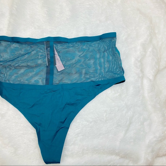 NWT Victoria’s Secret Emerald Mesh High Waist Cut Out Thong V-String Panty - Picture 9 of 14